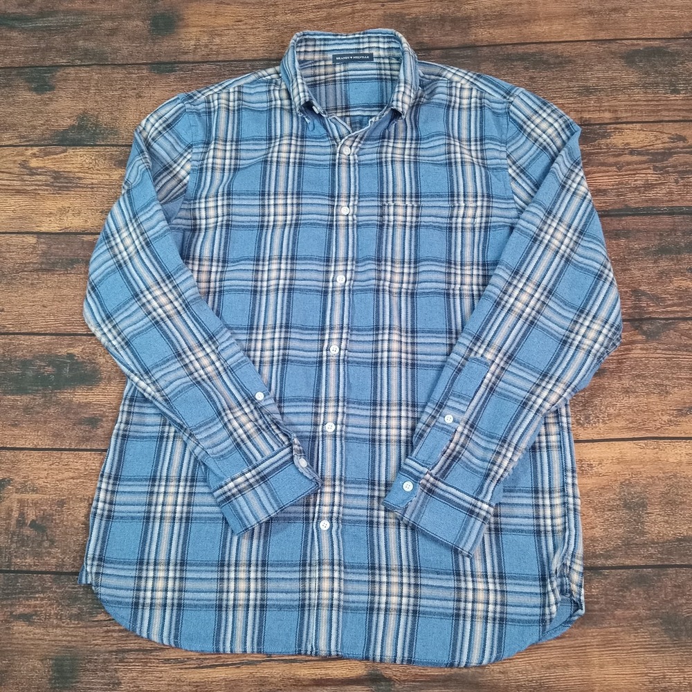 Brandy Melville Long Sleeve Flannel Shirt Women's‎ One Size Blue Plaid